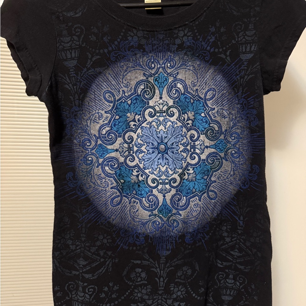 Twisted Black and Blue Mandala Short Sleeve Tee